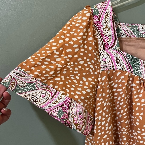 NWOT Entro Size small Button Front Ruffle Hem Sheer Lined Dress Pockets! - Picture 2 of 5